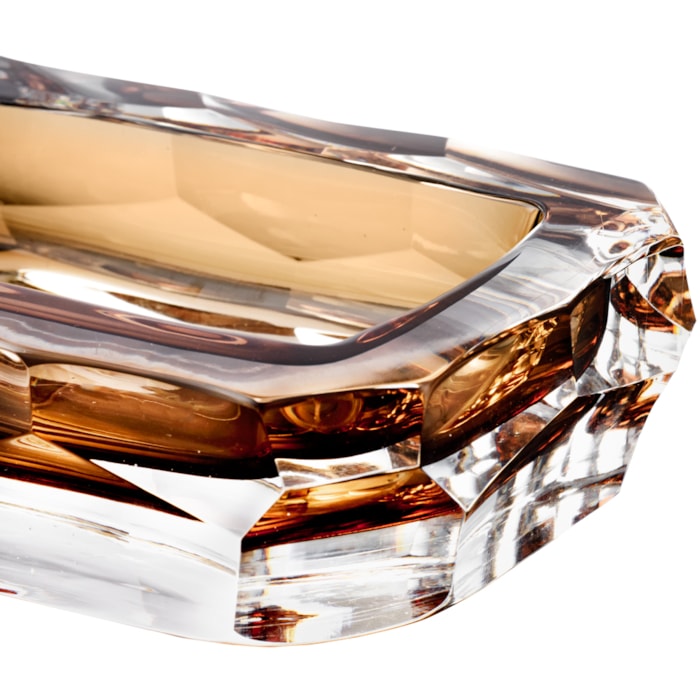 Cinzeiro de Cristal Lapidado Di Murano Ambar - Madel Home