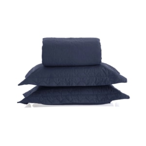 Cobre Leito Casal 100% Algodão 200 Fios Azul Marinho Vida Bela Kacyumara