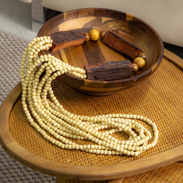 Colar de Mesa Decorativo com Madeira Natural Bege - 72cm - Madel Home
