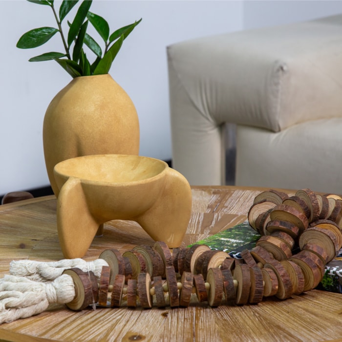 Colar de Mesa Decorativo Madeira e Cordas - 1,40cm - Madel Home