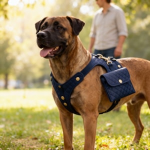 Colete Peitoral Pet Basic em Tamanho G Tecido Azul Marinho