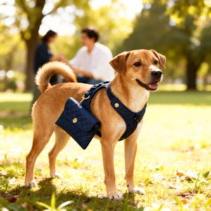 Colete Peitoral Pet Basic em Tamanho M Tecido Azul Marinho