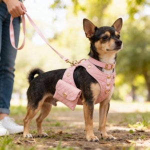 Colete Peitoral Pet Basic em Tamanho P Tecido Chiclete