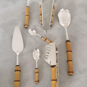 Colher de Arroz em Inox com Cabo Bambu Natural - 28cm