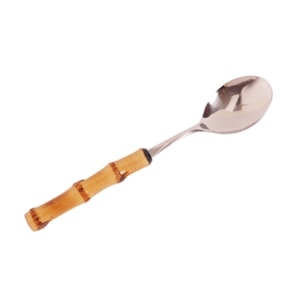 Colher de Arroz em Inox com Cabo Bambu Natural - 28cm