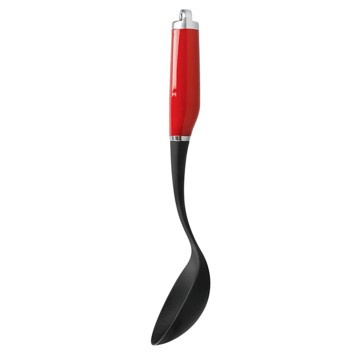 Colher de Servir Vazada em Nylon Preto e Vermelho KitchenAid - 35cm - Madel Home
