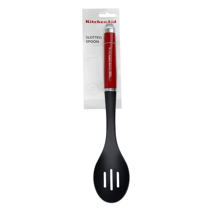 Colher de Servir Vazada em Nylon Preto e Vermelho KitchenAid - 35cm - Madel Home