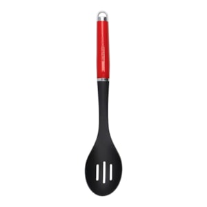 Colher de Servir Vazada em Nylon Preto e Vermelho KitchenAid - 35cm