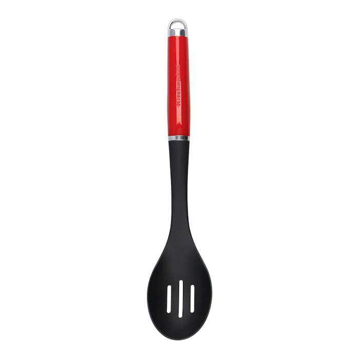Colher de Servir Vazada em Nylon Preto e Vermelho KitchenAid - 35cm - Madel Home