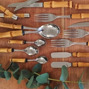 Colher de Sorvete em Inox com Cabo Bambu Natural - 19cm
