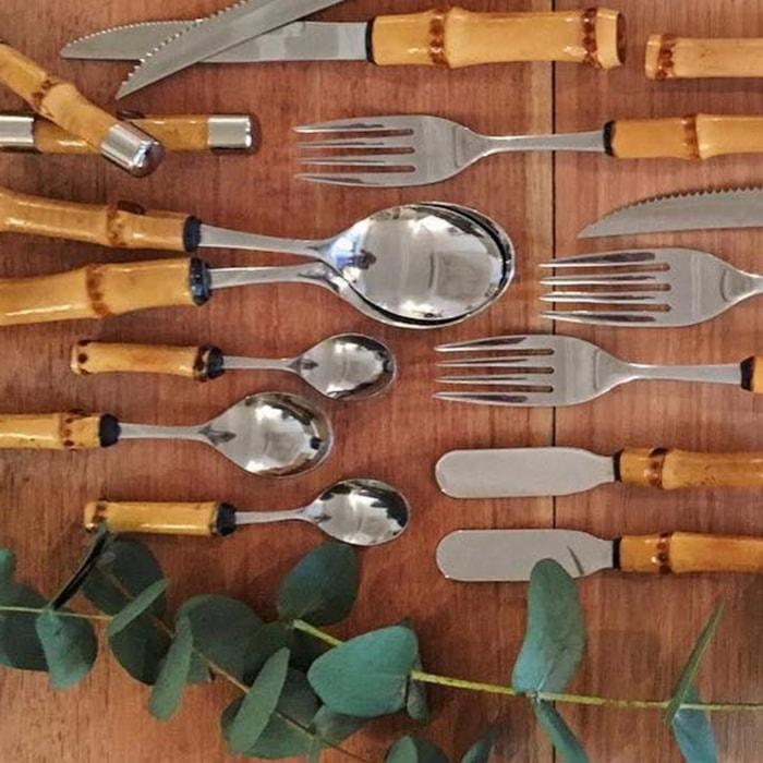 Colher de Sorvete em Inox com Cabo Bambu Natural - 19cm - Madel Home