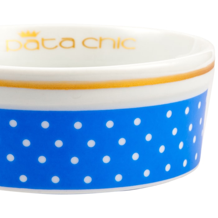 Comedouro Personalizado em Porcelana 12cm Poá Azul - Madel Home