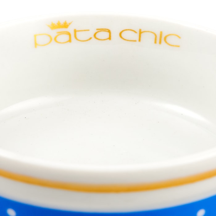 Comedouro Personalizado em Porcelana 12cm Poá Azul - Madel Home