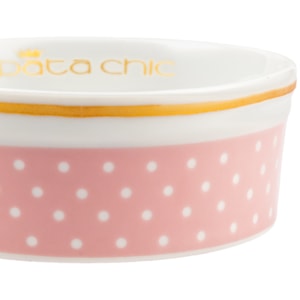 Comedouro Personalizado em Porcelana 12cm Poá Rosa