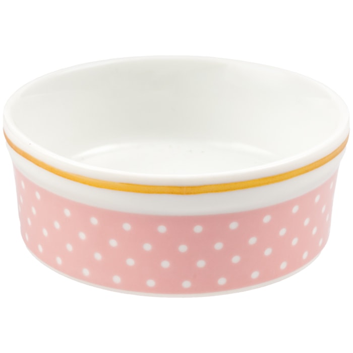 Comedouro Personalizado em Porcelana 12cm Poá Rosa - Madel Home