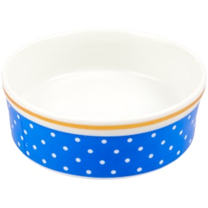 Comedouro Personalizado em Porcelana 15cm Poá Azul