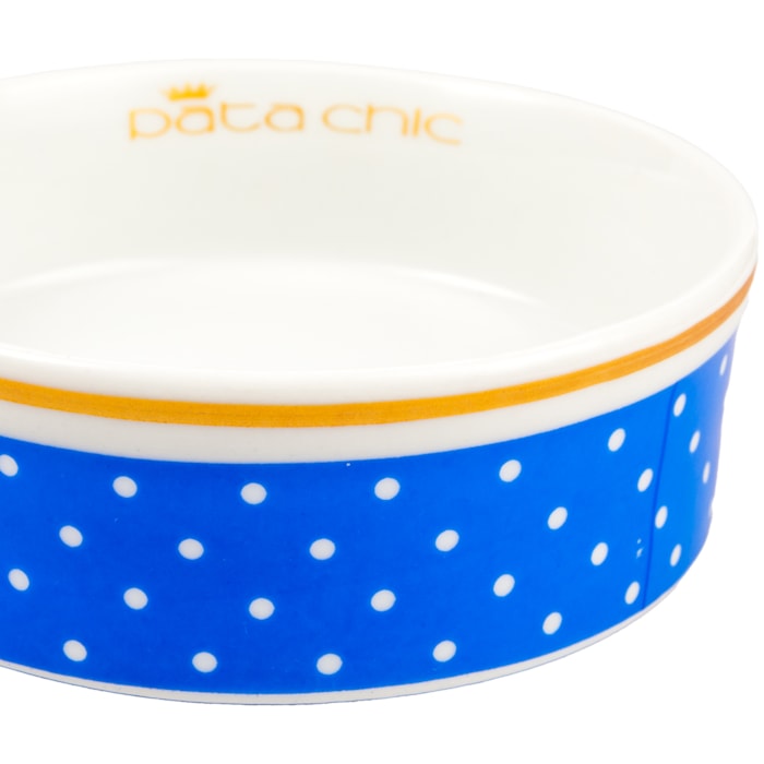 Comedouro Personalizado em Porcelana 15cm Poá Azul - Madel Home