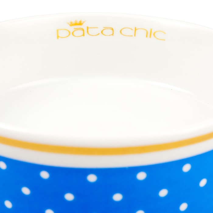 Comedouro Personalizado em Porcelana 15cm Poá Azul - Madel Home