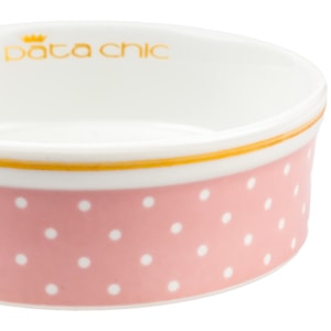 Comedouro Personalizado em Porcelana 15cm Poá Rosa