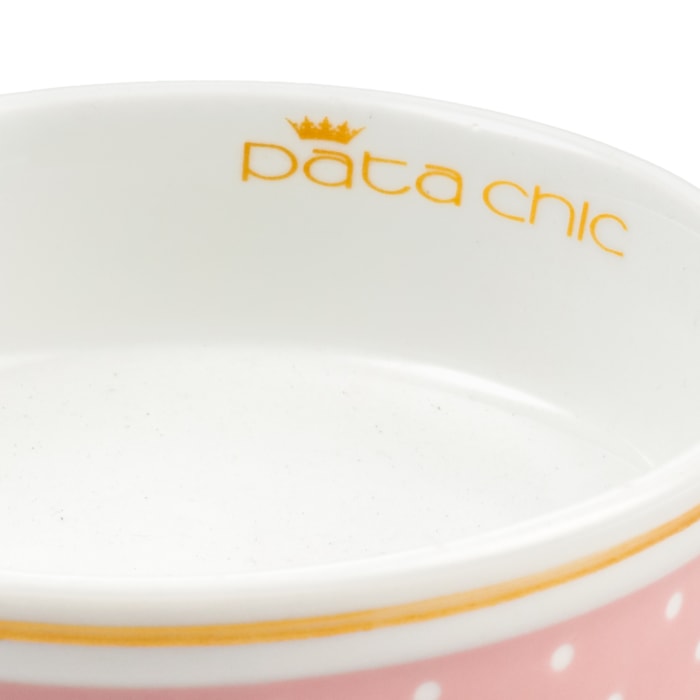 Comedouro Personalizado em Porcelana 15cm Poá Rosa - Madel Home