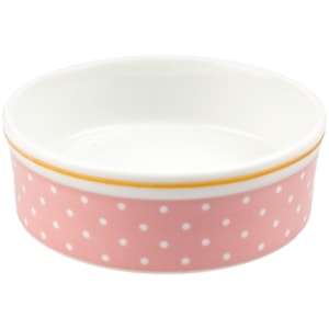Comedouro Personalizado em Porcelana 15cm Poá Rosa