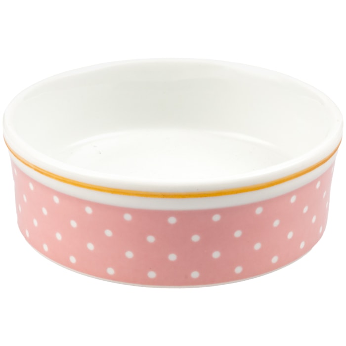 Comedouro Personalizado em Porcelana 15cm Poá Rosa - Madel Home