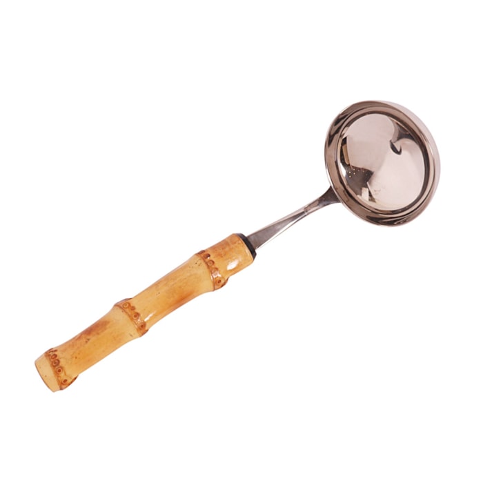 Concha de Feijão ou Sopa em Inox com Cabo Bambu Natural - 26,5cm - Madel Home