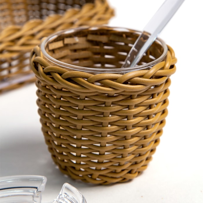Conjunto 2 Porta Açucareiro em Vime Caramelo Itacaré - 9,5cm - Madel Home