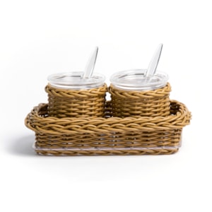 Conjunto 2 Porta Açucareiro em Vime Caramelo Itacaré - 9,5cm