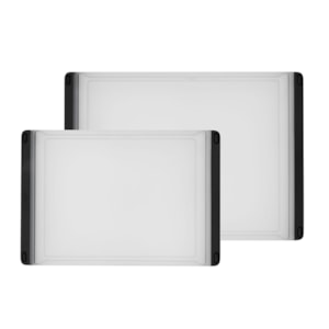 Conjunto 2 Tábuas Retangulares de Corte em Plástico Branco Oxo
