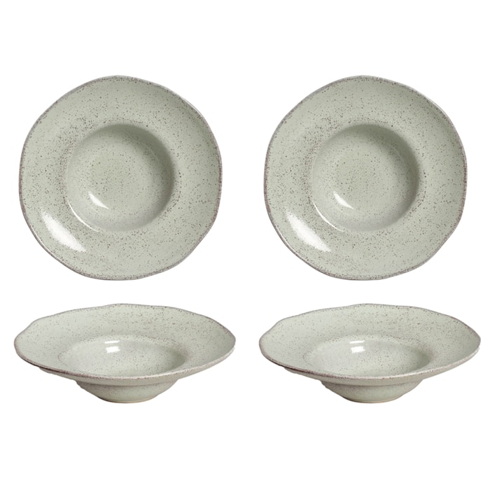 Conjunto 4 Pratos de Massa em Stoneware Pistache Porto Brasil - 28cm - Madel Home