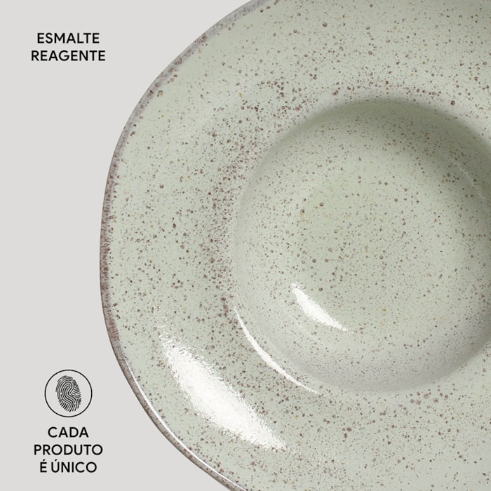Conjunto 4 Pratos de Massa em Stoneware Pistache Porto Brasil - 28cm - Madel Home