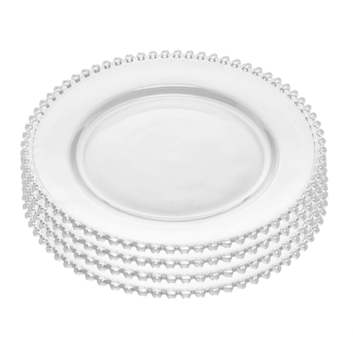 Conjunto 4 Pratos Raso em Cristal Pearl Wolff - 28cm - Madel Home