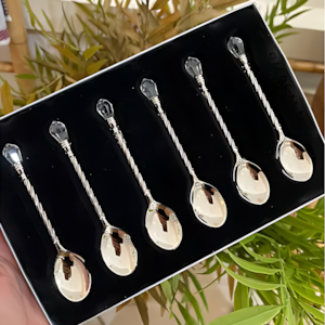 Conjunto 6 Colheres de Café de Zamac Niquelado Crystal Wolff