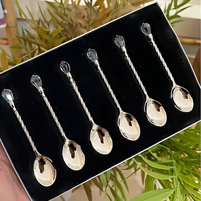 Conjunto 6 Colheres de Café de Zamac Niquelado Crystal Wolff - Madel Home
