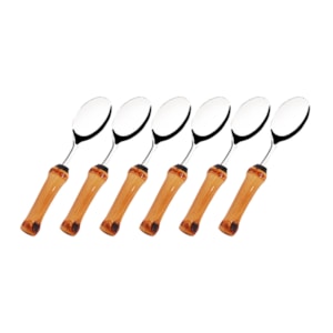 Conjunto 6 Colheres de Chá Inox com Cabo Bambu Natural