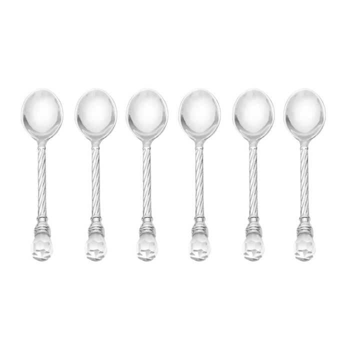 Conjunto 6 Colheres de Zamac com Suporte Niquelado Crystal Wolff - Madel Home