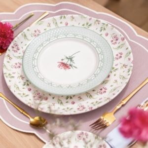 Conjunto 6 Pratos de Sobremesa em Cerâmica Relevo Charlote Alleanza - 21cm
