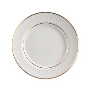 Conjunto 6 Pratos de Sobremesa em Cerâmica Relevo Gold Alleanza - 21cm