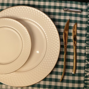 Conjunto 6 Pratos de Sobremesa em Cerâmica Relevo Gold Alleanza - 21cm