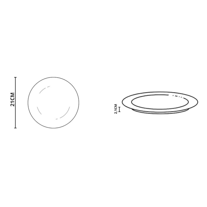 Conjunto 6 Pratos de Sobremesa em Cerâmica Relevo Gold Alleanza - 21cm - Madel Home