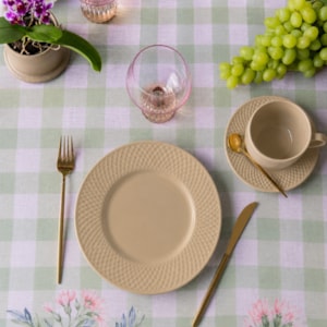 Conjunto 6 Pratos de Sobremesa em Cerâmica Split Taupe Alleanza - 21cm