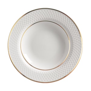 Conjunto 6 Pratos Fundo em Cerâmica Relevo Gold Alleanza - 25cm