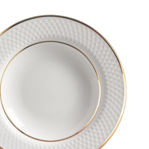 Conjunto 6 Pratos Fundo em Cerâmica Relevo Gold Alleanza - 25cm