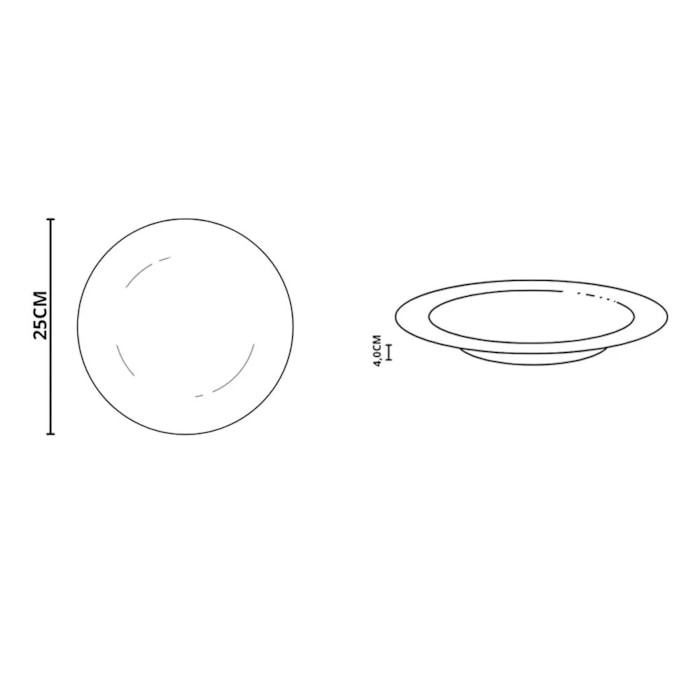Conjunto 6 Pratos Fundo em Cerâmica Relevo Gold Alleanza - 25cm - Madel Home