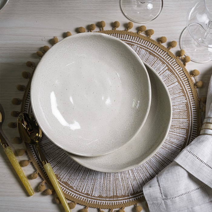 Conjunto 6 Pratos Fundo em Stoneware Bio Sol Porto Brasil - 22,5cm - Madel Home