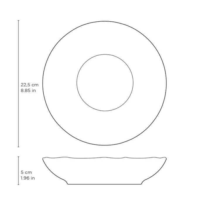 Conjunto 6 Pratos Fundo em Stoneware Bio Sol Porto Brasil - 22,5cm - Madel Home