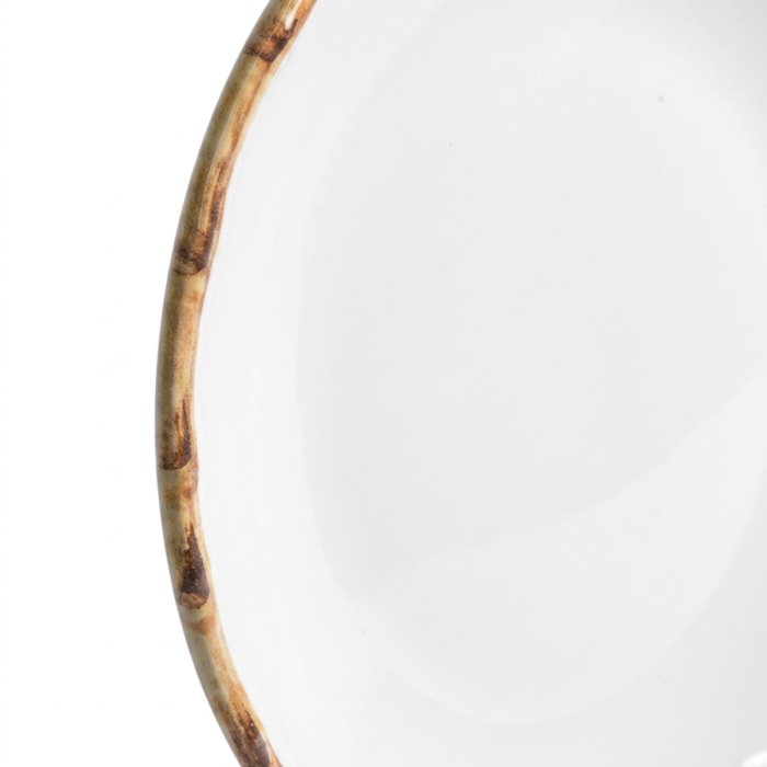 Conjunto 6 Pratos Raso em Cerâmica com Bambu - 27cm - Madel Home