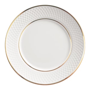 Conjunto 6 Pratos Raso em Cerâmica Relevo Gold Alleanza - 29cm