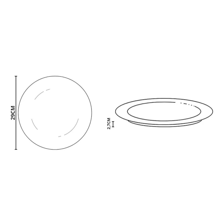 Conjunto 6 Pratos Raso em Cerâmica Relevo Gold Alleanza - 29cm - Madel Home